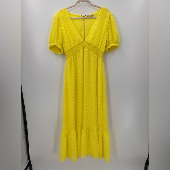 Alice + Olivia Angela Tirred Deep V-Neck Midi Dress Size 10 - Picture 4 of 9